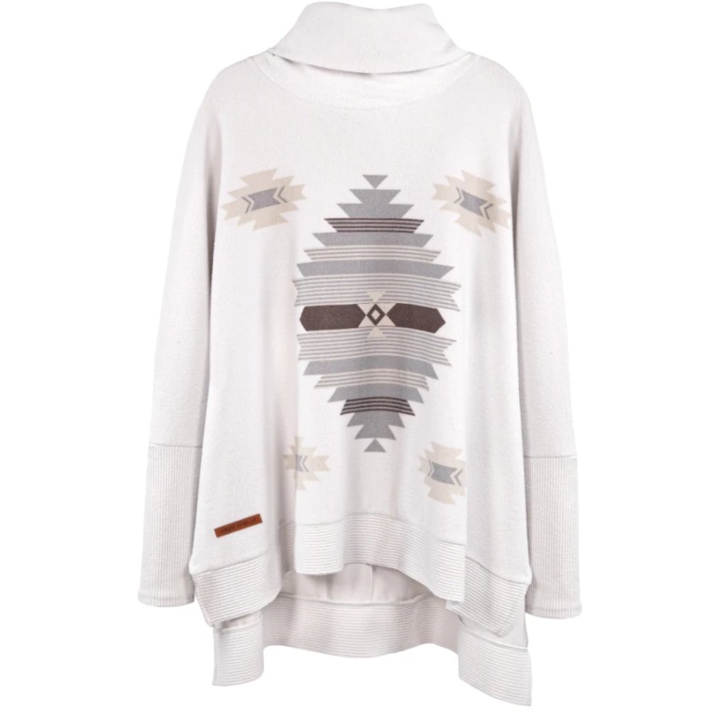 SIMPLY SOUTHERN Aztec Print Turtleneck Poncho Top With Sleeves One Size NWT